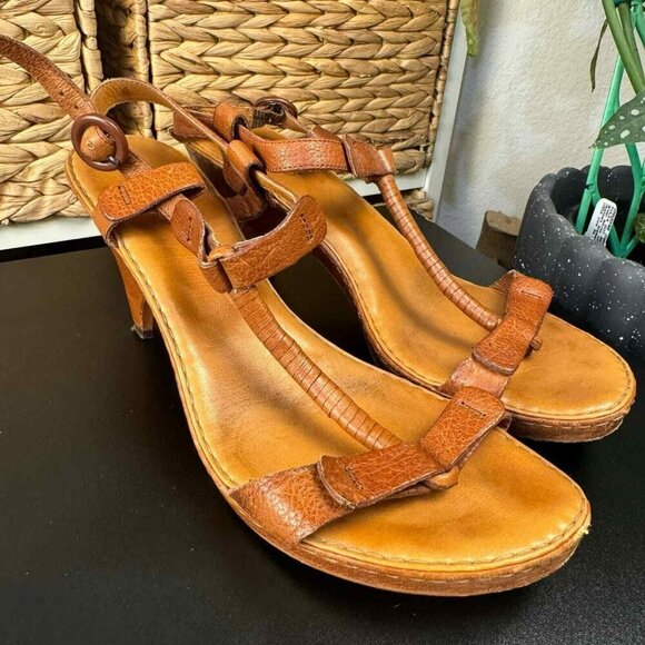 Bolo Brown wooden leather heel Sandals Size 10‎ BL6026 - Picture 9 of 9